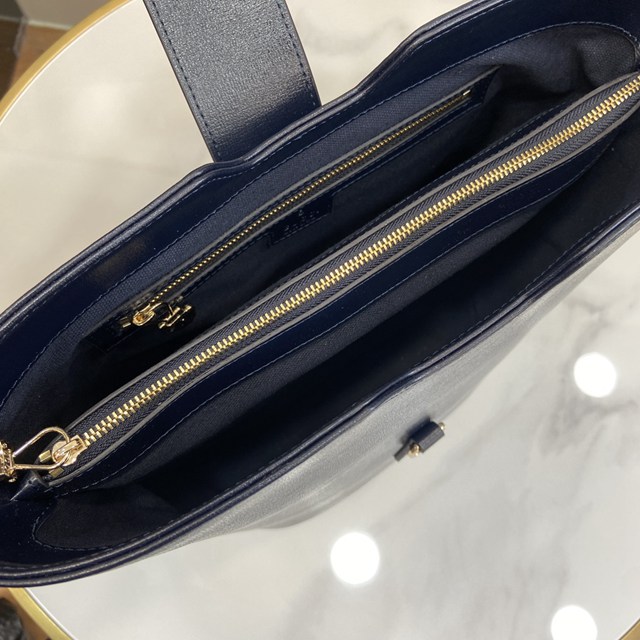 gucci專櫃新款藍色原廠皮女士桶包 古馳GG小號水桶肩背包 jcp2313